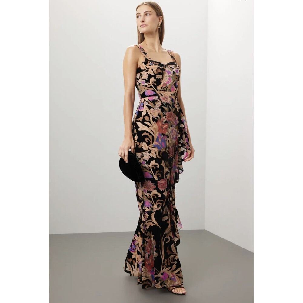 Dress The Population Black Burn Out Paris Floral Dress XL Pink FLAW